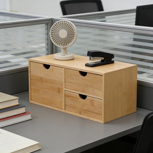 Gdrasuya10 Office Storage Supplies Table Organizer For Desk,Holder Desk Organizer Box With 3 Drawers Makeup Stationery Holder - Image 2