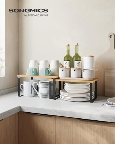 SONGMICS Cabinet Organizer Shelf, Set of 2 Spice Rack, Kitchen Storage - Image 3