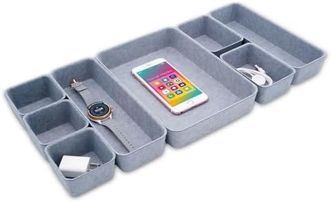 Welaxy Minimalist 8pc Felt Desk Drawer Organizer Glacier Gray Bins by Welaxy