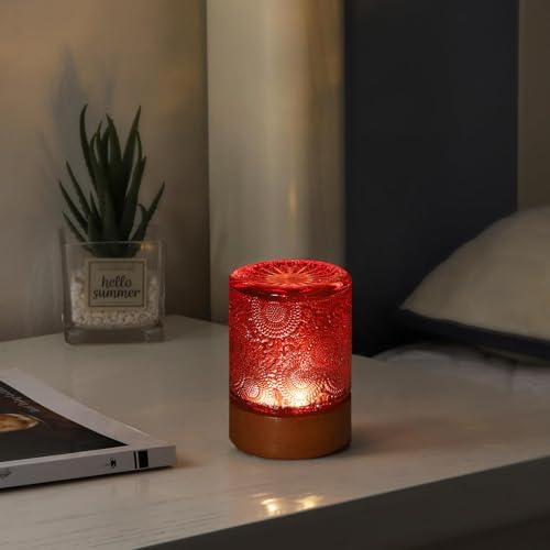 Mini Soft Warm Light Lamp Battery Operated Portable Night Light with Timer, Small Glass Vintage Dim Sleep Nightlights, Battery Powered Wireless Night Lights for Adults (1), M2-1-7 by Unknown