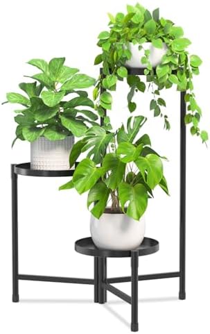 iDavosic.ly 3 Tier Large Plant Stand Indoor Outdoor, 10 In Wide Tray, Black by iDavosicly