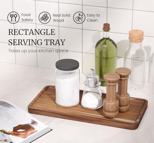 VERTORGAN 2 Pack Acacia Wood Serving Tray,11.8x5.9 Inch Trays,Home Decor - Image 3