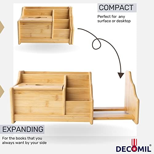 DECOMIL Bamboo Desk Organizer, Wood Desktop Shelf, Perfect Office Decor for Office Supplies Storage, Multifunction Desktop Organizer Shelf - Image 2