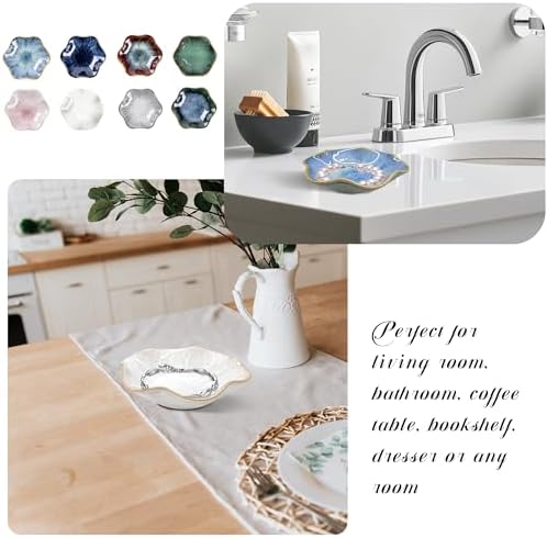 Ceramic Jewelry Tray 8pcs, Ring Dish, Key Bowl Ceramic Tray 4.33 Inch, Ttrinket Dish Jewelry Dish, Desktop Decoration, Gifts for Mother Girlfriend Daughter,Mother's Day Gift - Image 5