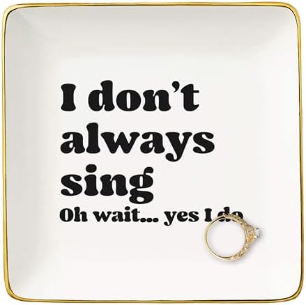 Theatre and Singer Decor Gifts,Music Lover Gift-Karaoke Lovers Keepsake,Musician Teacher Singing Keepsake,Music Party Present-Night Song Singer Present-Ceramic Jewelry Tray Trinket Holder Ring Dish by NZY
