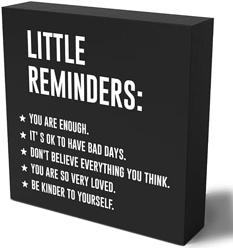 Inspirational Mental Health Gifts Home Office Decor Black Wooden Box Sign for Living Room Dorm College Shelf Bedroom Counter Tabletop Desk Decor Encouragement Gifts Wood Sign by Woght