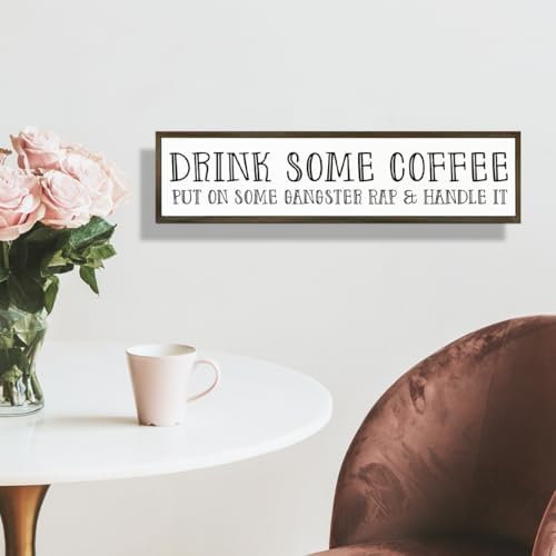 Funny Coffees Decor, Modern Farmhouse Table Shelf Decoration, Sarcastic Humor Decor for Home, Kitchen, Cafe, Coffee Station, Drink Some Coffee Sign, 17.8x4x1.2 inches - Image 6