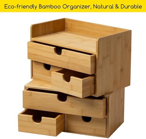 MEEDEN Bamboo Desk Organizer with Drawers: Desktop Storage Container - Image 5