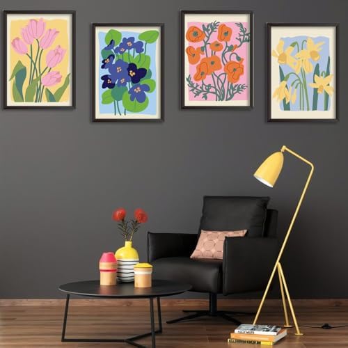 TONGZONGFU 4 Pack Framed Easy Paint by Numbers Kit for Adults Beginner,Easy Paint by Numbers Kit for Flower Small Paint by Number Kit for Kids Frame on Canvas for Home Decor 8x12 Inch - Image 6
