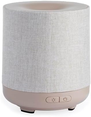 Airome Ceramic Essential Oil Diffuser|100 mL Humidifying Ultrasonic Aromatherapy Diffuser 8 Colorful LED Lights, Intermittent & Continual Mist, Auto Shut-Off, Natural Linen by Airom%C3%A9