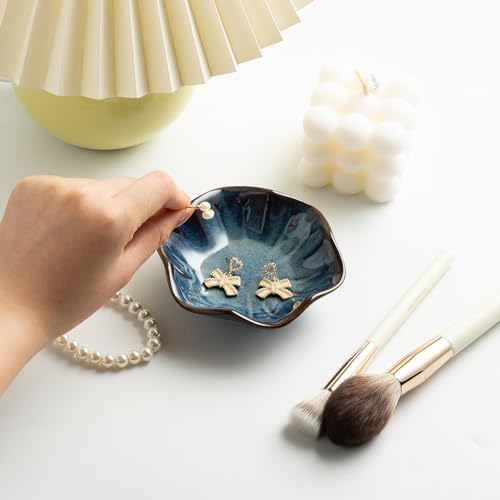 Mecaikru Ceramic Ring Dish, 4 in Jewelry Tray with Kiln Glaze Catchall Bowl - Image 5