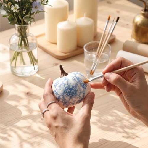 Blueweenly 12 Sets Fall Pumpkin DIY Craft Kit, Blue Napkins Glue Brush Set - Image 5