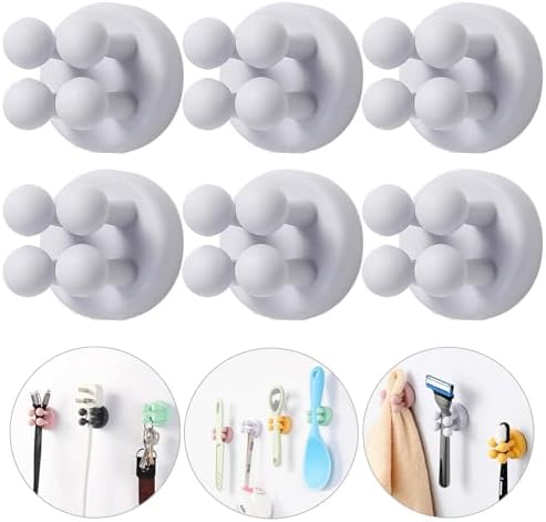 iBetterLife 6Pcs Toothbrush Holders for Bathrooms - Self-Adhesive Wall Mount to Mirror for Clipping & Hanging Shower Razor Towel Plug Cable, Utility Hooks for Home Kitchen Office Dorm Room Essentials by iBetterLife
