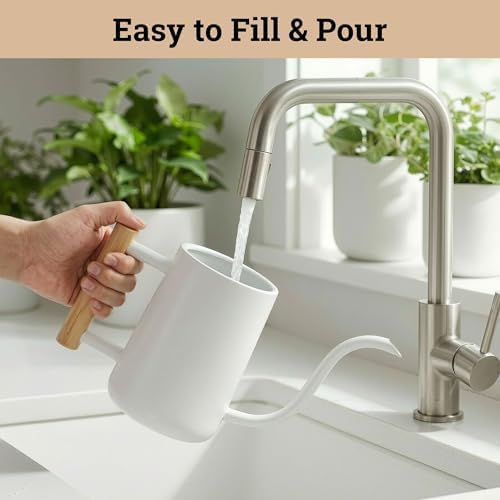 Metal Small Indoor Watering Can with Long Spout & Real Wood Handle, 35oz - Image 4