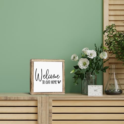 Welcome Sign, Wooden Box Signs for Home Decor, Freestanding Welcome Decor Sign, Farmhouse Decor for Entryway, Front Door Decor, Porch Decor, Housewarming Tabletop Decor, Welcome To Our Home (B2) - Image 4