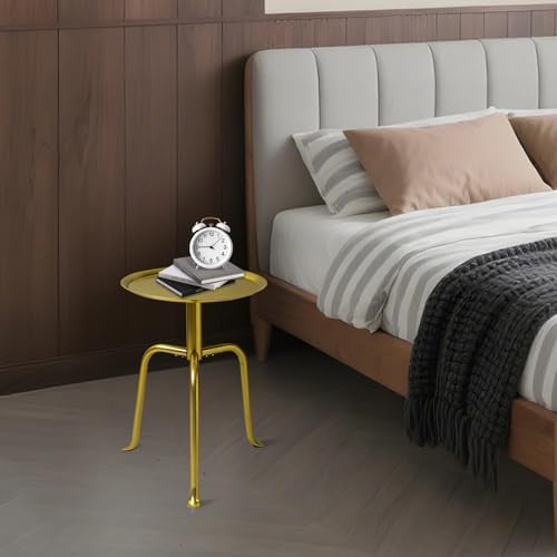 Plant Stand Indoor Outdoor, 11'' Round Gold Corner Single Plant Table, 3-Leg Small Metal Plant Holders Flower Pot Stand, Modern Corner Round Small Side End Table with Raised Design - Image 6