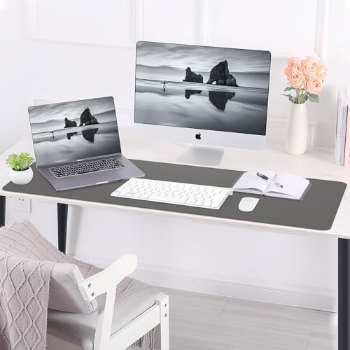 AFIING Cork Desk Mat 47" x 23.6", Dual-Sided Natural Cork & PU Leather Desk Pad, Non-Slip Waterproof Large Mouse Pad for Office, Home & Gaming (Dark Grey) - Image 6