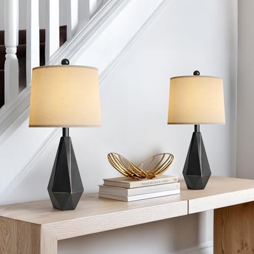 PoKat 23'' Farmhouse Table Lamps Set of 2, Black Bedside Lamps for Bedroom Night Stands, Modern Nightstand Lamps for Living Room, End Side Table, Black - Image 6