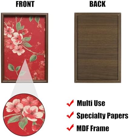 Wooden Valet Tray with Floral Base, Red Vintage Blossoms - Image 3