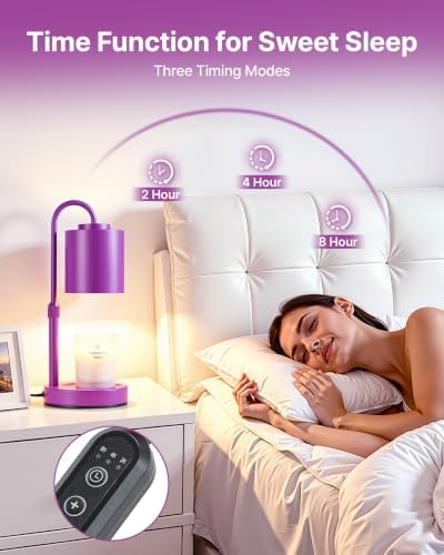 CASTLELIFE Dimmable Candle Warmer Lamp with Timer, Height Adjustable Candle Warmer for Jar Candles, Electric Wax Melt Warmer for Home Decor House Warming Gifts, Birthday Gifts for Women,Purple - Image 6