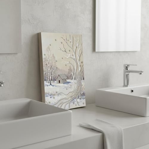 DIY Pearl Painting with Frame, Creative Design, Handmade Stress-Relieving Home Wall Decoration, Includes Frame and Tools-Snow Scene-2 - Image 3