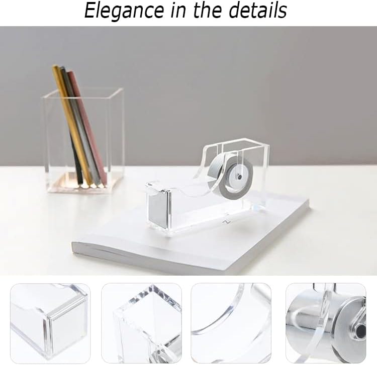 Office Desk Accessories, Acrylic Stapler, Staple Remover, Tape Holder, Pen Holder, Ballpoint Pen, Scissor, Binder Clips, 1000pcs Staples, Phone Holder, Ruler, Transparent Glue and 300 Notes - Image 4