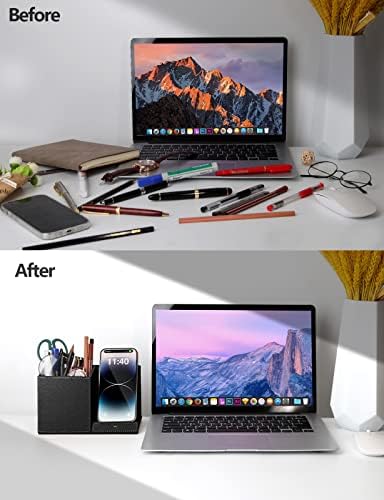 Pen Holder with Wireless Charger, Compatible with iPhone 17/16/15/14/13/12/11/8 Series, Pencil Holder Phone Stand for Desk Home Office, Men Gift Husband Wife Anniversary Dad Birthday Idea Gadget - Image 6