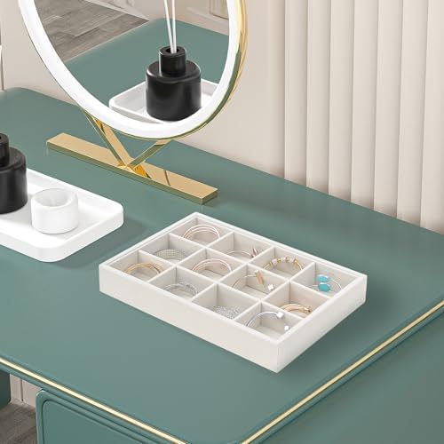 Beige 12Grid Bedside Organizer - Multi-use Holder for Jewelry, Sunglasses, Phone, Watch, Perfume, Lipstick - Nightstand & Desk-top Catchall Tray - Image 5