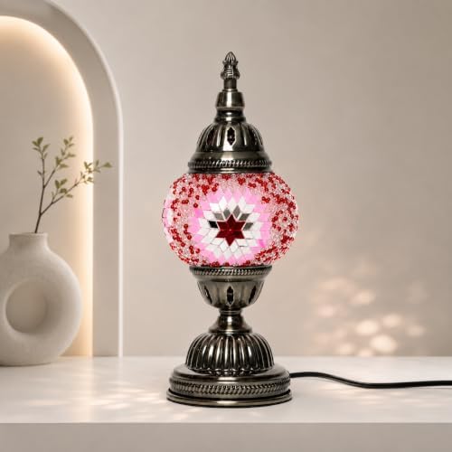 KRAFTSTORIES Turkish Mosaic Lamp Kit DIY Glass Decorative Table Bedside Night Light Tabletop for Living Room Bedroom | Make Your Own Lamp | Antique Bronze Base (Rose Garden) - Image 5