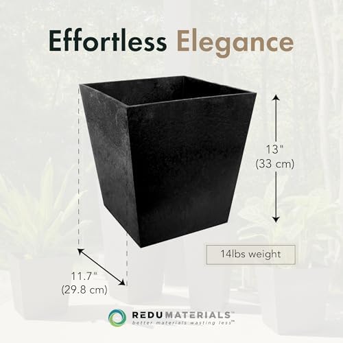 Tierra Verde Sonata Self-Watering Square Planter, Black, Small, 2-Pack - Image 4