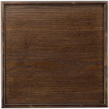 Wooden Serving Tray Square Wood Serving Tray Decorative Platter, 14.2x14.2 Inch Fit for Home Decor Kitchen Coffee Table Candle Holder, (Brown) by YELARXI