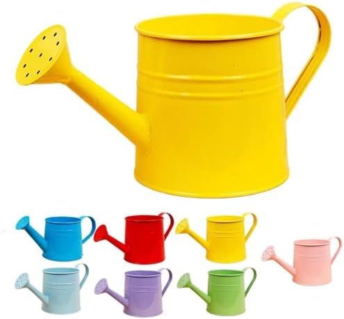 Small Watering Can, 1L Metal Flower Garden Watering Can, Gardening Tool Accessories for Outdoor Indoor Plants Lawn (Yellow) by Unknown