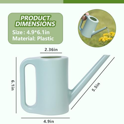 Plastic Watering Can - for Indoor and Outdoor Home Garden Plants - with Long Spout - Grey - 1/4 Gallon - Image 2