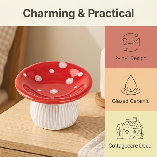 Mushroom Ceramic Jewelry Ring Holder Dish 2-Piece Ring Trinket Storage Jar - Image 2