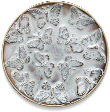 Ceramic Jewelry Dish, Decorative Tray for Rings Earrings Necklaces Bracelet Watch Keys, 4.50" Trinket Tray as Gifts for Women (Reactive Butterflies) by GRAMSTORMAX