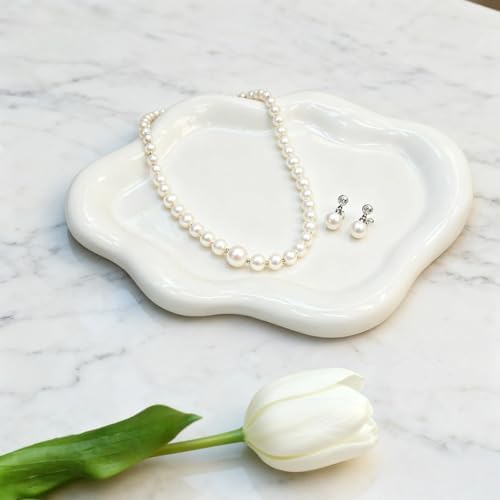 Ceramic Jewelry Tray for Women, Trinket Dish, White - Image 6