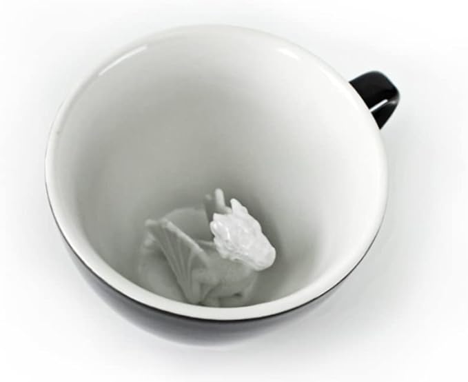 creature cups Dragon Ceramic Cup (11 Ounce, Black) - Hidden Animal Inside - Holiday and Birthday Gift for Coffee & Tea Lovers