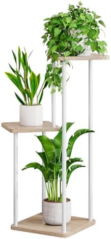 AZERPIAN Plant Stand Indoor Corner Tiered Plant Shelf 3 Tier Metal MDFBoard by AZERPIAN
