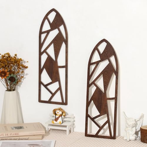 Zzbakress 2 Pcs Mid Century Modern Wall Decor Wooden Abstract Geometric Art for Home Living Room Bedroom (Style H) - Image 6
