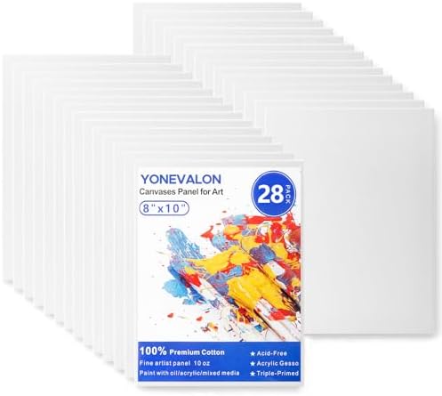 8x10 Inch Canvas Boards for Painting, 28 Pack Blank Painting Canvases Bulk by YONEVALON