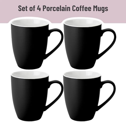 BTaT- Porcelain Coffee Mugs Set, 16 Ounces, 4 Pack, Black Ceramic Coffee Mugs with Handle, Restaurant Cups for Mocha, Tea, Cappuccino, Cocoa, Cereal, Mug Gift Set, Dishwasher Safe - Image 2