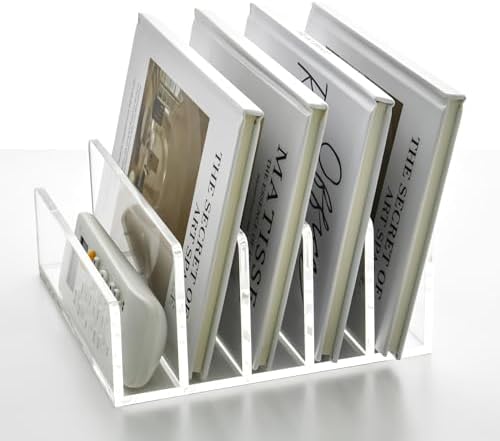 5 Compartments Clear Acrylic Mail Holder – Vertical Letter Sorter & Multifunction Desk Organizer for Bills, Documents, Notebooks – Modern Office/Home Envelope File Rack (Pack of 2) - Image 6