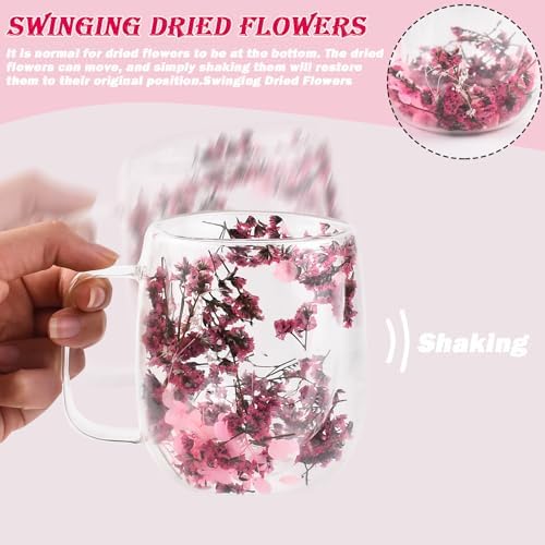 Real Flower Glass Tea Cup, 13 oz Double Wall Glass Coffee Mug with Preserved Flowers, Borosilicate Floral Cup, Gift for Women - Image 5