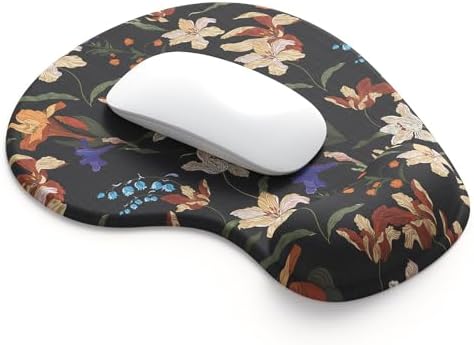 Office Mousepad with Gel Wrist Support - Ergonomic Gaming Desktop Mouse Pad Wrist Rest - Design Gamepad Mat Rubber Base for Laptop Computer -Silicone Non-Slip Special-Textured Surface (14Lily) by DEMONCHEST