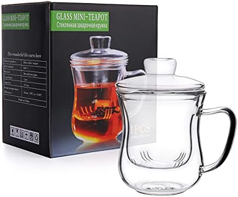 CNGLASS Glass Tea Cup with Removable Infuser and Lid,10oz Thickened Glass Infuser Mug,Borosilicate Glass Mug for Loose Leaf Tea,Teabags - Image 6