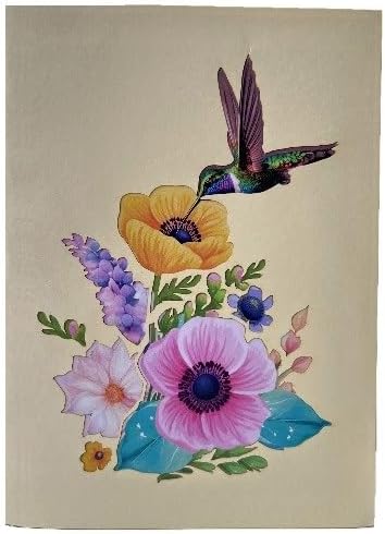 3D Pop-Up Hummingbird & Flower Greeting Card – Handmade Nature-Inspired Card for Birthday, Mother’s Day, Anniversary & Special Occasions F46