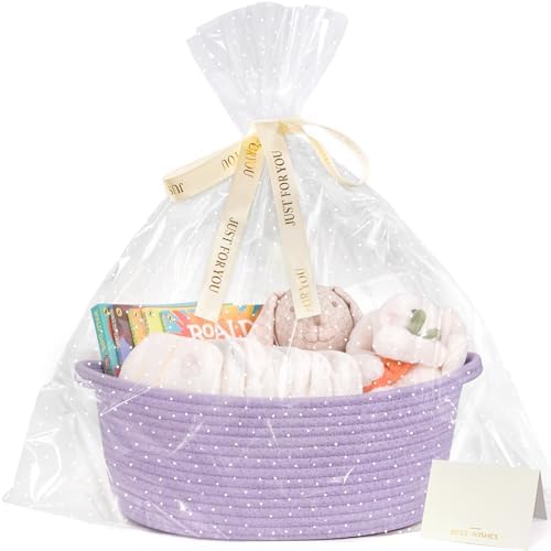 CHICVITA Gift Basket Empty with Bags & Ribbon for Baby Shower, Purple by CHICVITA