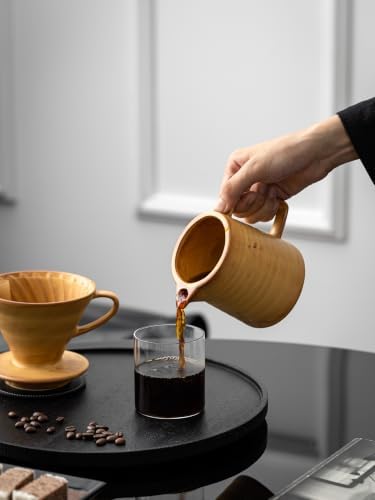 Pour Over Coffee Maker,Ceramic Coffee Maker With 40 pcs Paper Filter，15oz/450ml Pour Over Coffee Dripper (Yellow, V02) - Image 6
