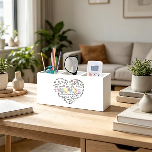 Positive Affirmation Gifts for Women Pen Pencil Holder Organizer for Desk Decor, Inspirational You Are Words of Affirmation Gifts Wood Signs Makeup Brush Toothbrush Holder - Image 5
