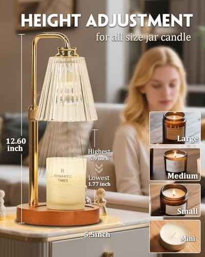 Candle Warmer Lamp with Timer Dimmable Crystal Vertical Stripe, Birthday Gifts for Women Mom, Adjustable Candle Warmer with 2 Bulbs, Christmas Candle Lamp for Jar Candles, House warming Home Decor - Image 2